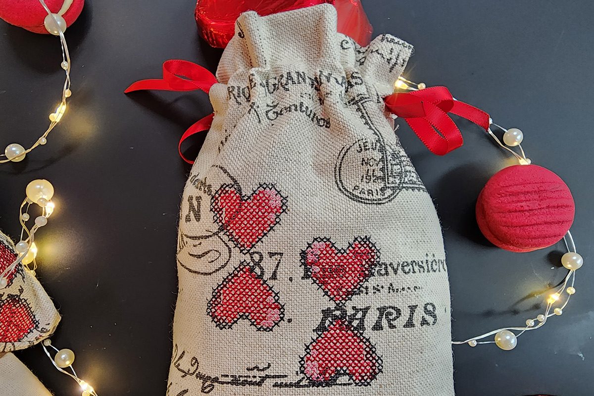 Valentine's Cross Stitch Hearts Bag